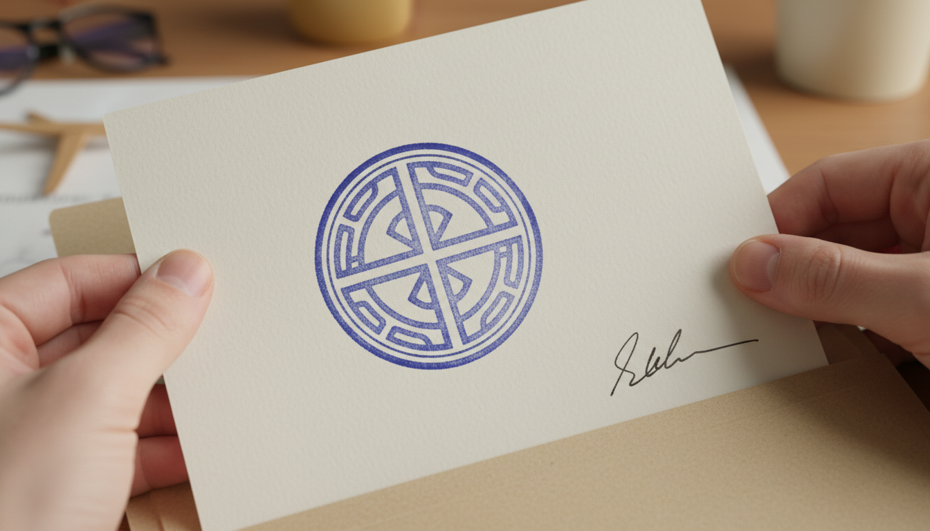 How to Book BLS Spain Visa Appointment in India: 2026 Guide 2 A close-up of a printed bank document showing a physical ink stamp and signature.